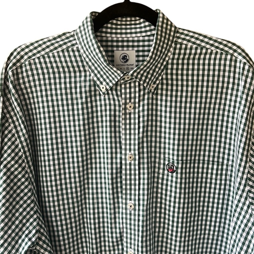 Southern Proper XL 100% Cotton Green White Plaid Long Sleeve Shirt